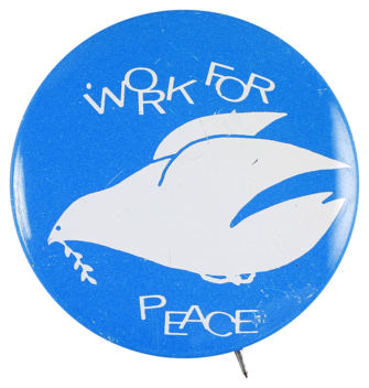 This badge is one of many produced during the 1960s and 1970s protesting against the Vietnam war and advocating peace, social justice and human rights.